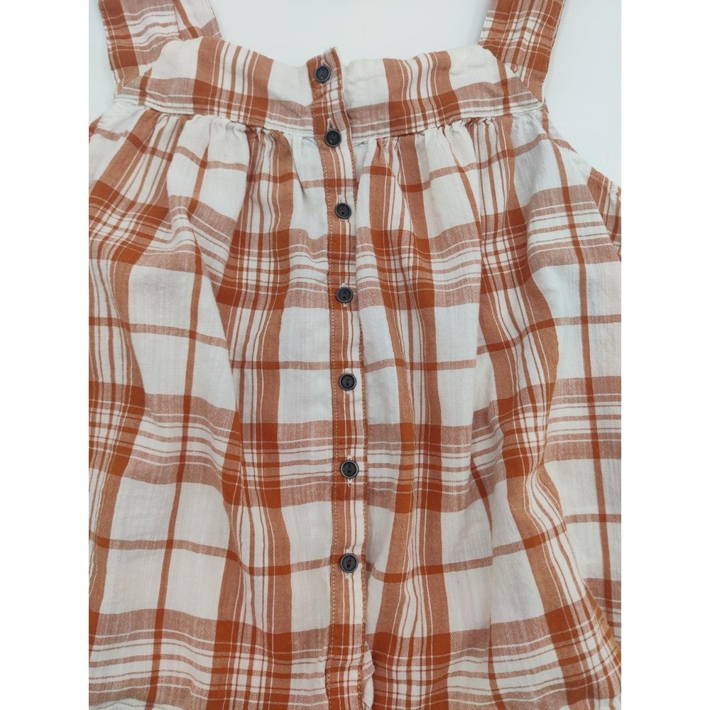Ana Tank Top Womens Size Medium Petite Plaid Button Front Gathered Neckline Boho - Picture 9 of 10
